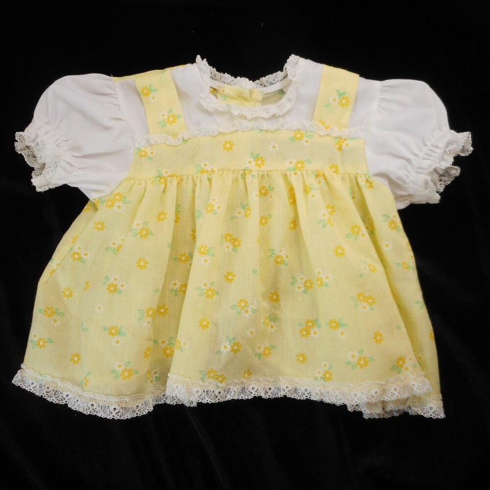 Vintage Baby Girl 12 Month Yellow Floral Dress Toddletime JC Penney [No Bloomers